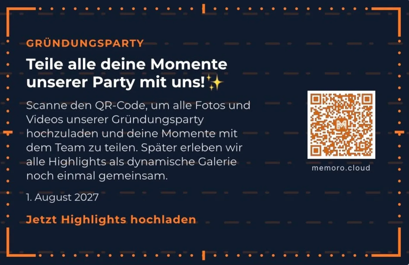 Gestaltete QR-Karte für Firmenfeier