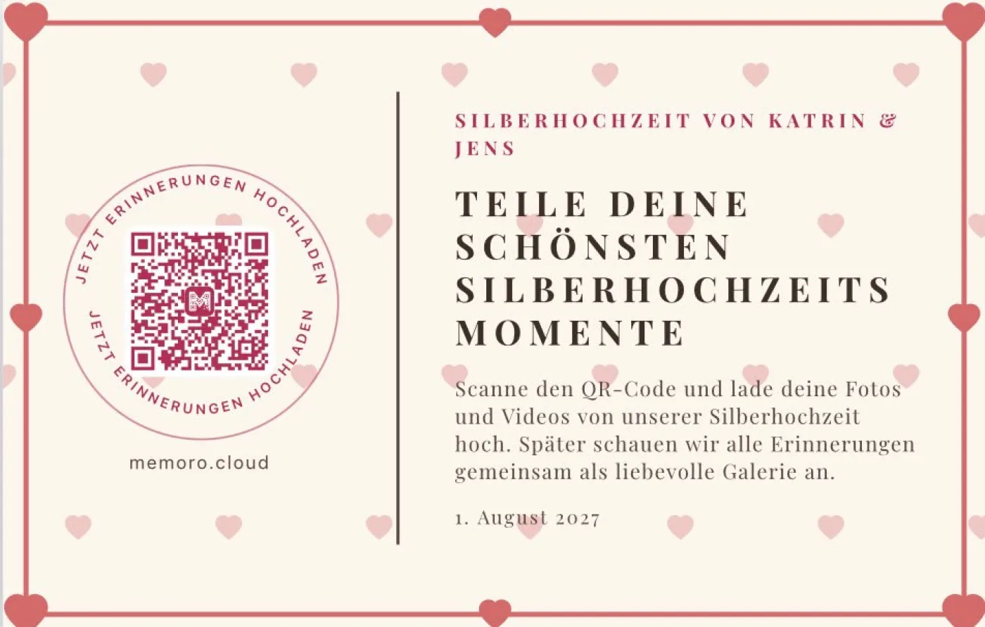 Gestaltete QR-Karte für Silberhochzeit